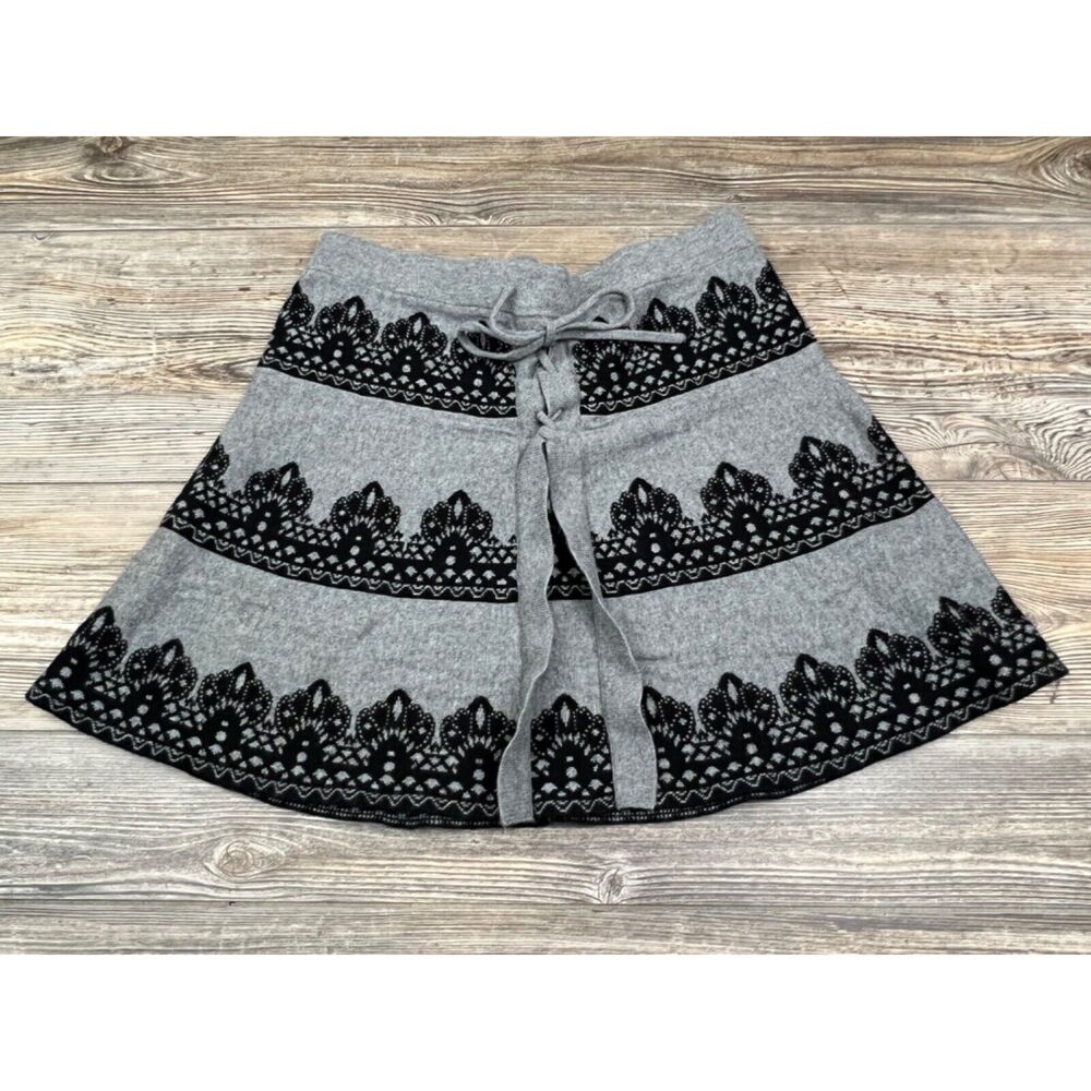 Vtg Candie's Knit Mini Skirt Size M Grey/Black‎ Whimsigoth Dark Academia Emo Y2K